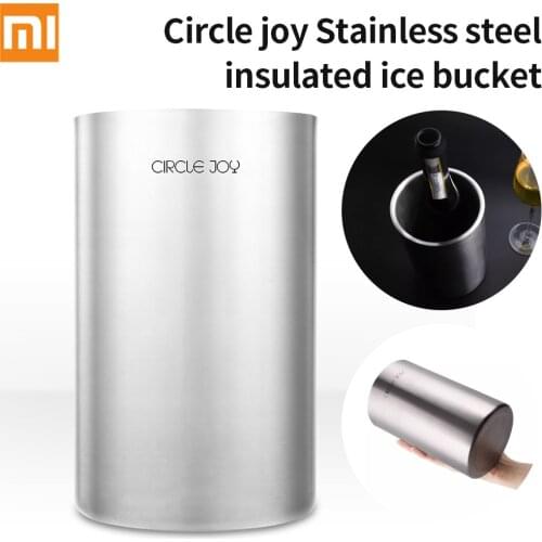 Xiaomi Circle Joy 304 Stainless Steel Insulated Ice Bucket Portable Double Layer Barrel Cooler Bar Tool for Wine Champagne Beer