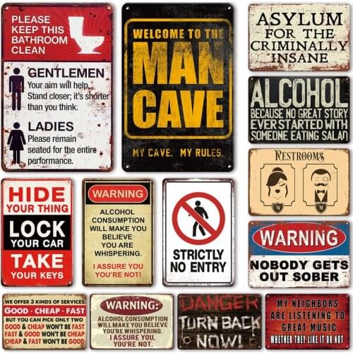 Vintage Bathroom Decoration Metal Plate Tin Sign Retro Toilet Rules Poster Plaques Chic Home Garden Decor Door Signs