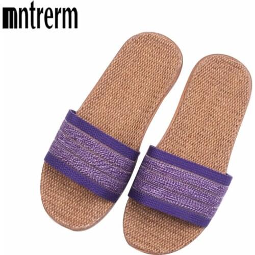 New Spring Summer Women Linen Home Shoes Non-slip Deodorant Sweat-absorbent Breathable Fashion Ladies Indoor Floor Slippers
