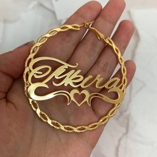 Custom Name Hoop Earrings for Women Personalized Stainless Steel Nameplate Brincos Fashion Jeweley Wholesale