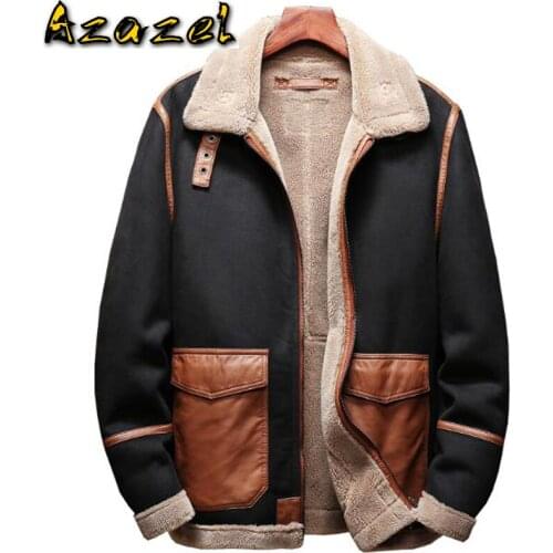 Winter Mens Fur Leather Jacket Coats European Style Plus Size 5XL Mens Faux Fur Coats Automotive Overcoats Mens Coat A173