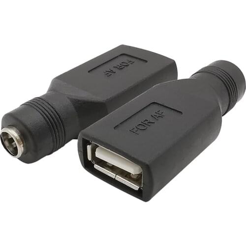 1/2/5 Pcs USB Female Jack To 5.5 x 2.1mm Female Jack Round Head 5V DC Power Plugs Interface Conversion Connector