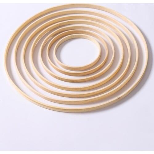 1Pcs Wooden Bamboo Floral Circle Hoop Macrame Hoop Wood Rings for Wedding Party Home DIY Flower Wreath Dream Catcher Frame Decor