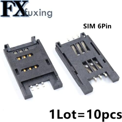 10PCS/LOT Card holder 6P Connector SMT TF Memory Card Socket / Slot / Seats/ Holder for phone 6Pin All plastic SIM