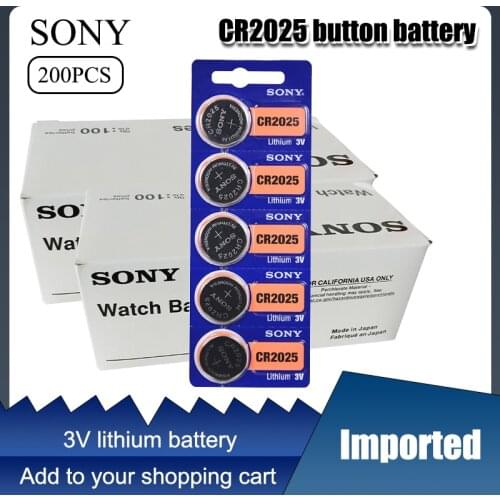 200PCS SONY CR2025 Lithium Battery CR 2025 ECR2025 DL2025 BR2025 2025 KCR2025 L12 3V Button Cell Coin Battery For Toys Watches