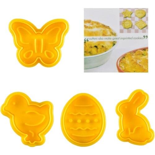 4pcs/set Butterfly,Rabbit,Chick,Easter Egg Shape Animal Plastic Fondant Cookie