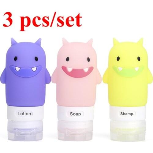 60ML Portable Travel Cute Cartoon Silicone Vial Travel Packing Press Bottles Lotion Shampoo Bath Container Easy Travel