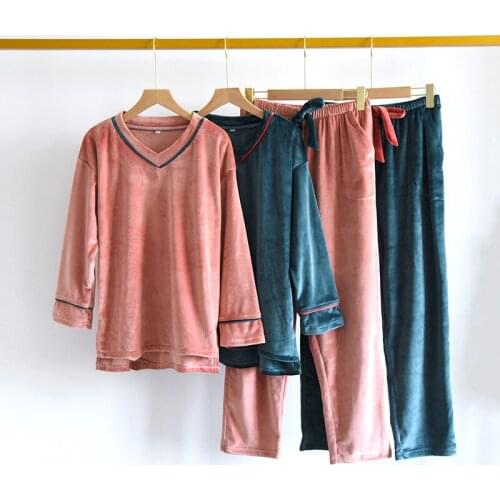 Flannel New Homewear Women Winter Full Sleeve Pyjama Sleepwear Pijama Feninino Autumn 2PCS Clothes For Home Women