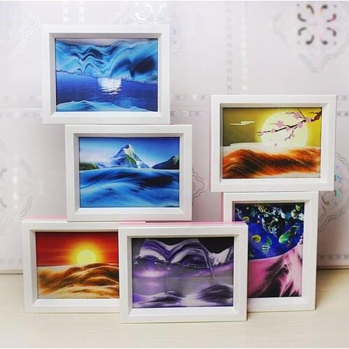 Moving Sand Picture Frame Desktop Home Ornaments Creative Plastic Color Sand Glass Transparent Liquid Changeable Painting Gifts