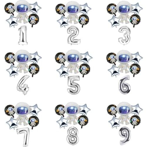 Outer Space Party Astronaut balloon Rocket Foil Balloons Galaxy Theme Party Boy Kids Birthday Party Decor Helium Globos