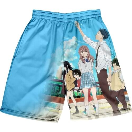 A Silent Voice 3D Print Summer Holiday Women/Men Elastic Waist Japan Streetwear Shorts Streetwear Beach Shorts