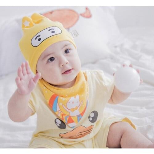 Cartoon Baby Hat,Two sets of mouthwash towels,Tide of childrens hats,Baby cotton cap