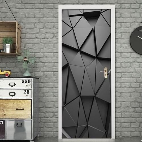 New Door Stickers Diy 3D Mural For Living Room Bedroom Home Decor Poster Pvc Self Adhesive Waterproof Creative Door Sticker De
