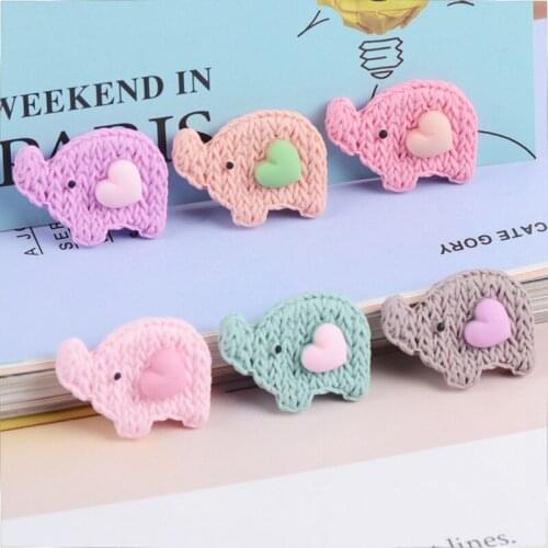 Newest Kawaii Elephant Resin Cabochons 10pcs Colorful Cute Crown Heart Animal Patch Sticker Fit Girl Hair Jewelry Clip Headband