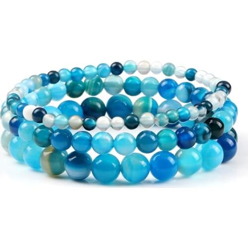 4/6/8mm Healing Charm Bracelet Natural Striped Agates Onyx Stone Beads Yoga Bracelets Bangles for Women Men Best Friend Jewelry