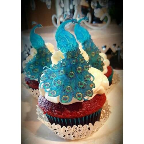 Peacock Edible Wafer Paper for Cupcake Toppers Pretty Cake decoration idea,cake topper edible paper for cupcake decoration