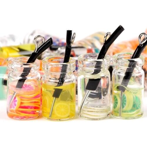 10pcs Drinks Glass Bottle Charms Pendant Fashion Fruit Pendant For Jewelry Making Diy Necklace Earring Accessories For Womrn