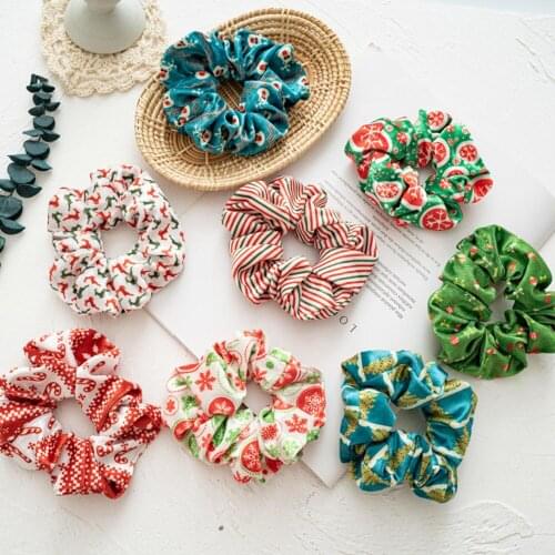 Christmas Hair Scrunchies Women Hair Rope Soft Warm Velvet Hair Ring Xmas Ponytail Elastic Hair Bands Flannel Hair Accessories