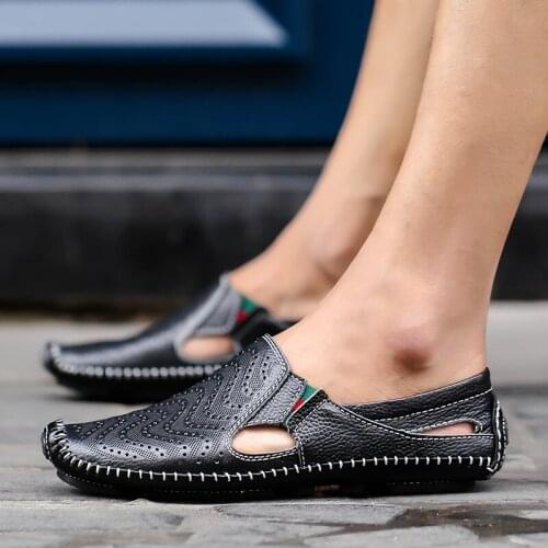 Sandalle Homme Safety Sandals Men Summer Zandalias Hombre Leather Classic Roman Sandalia Masculino Sandalias Cuero Unisex