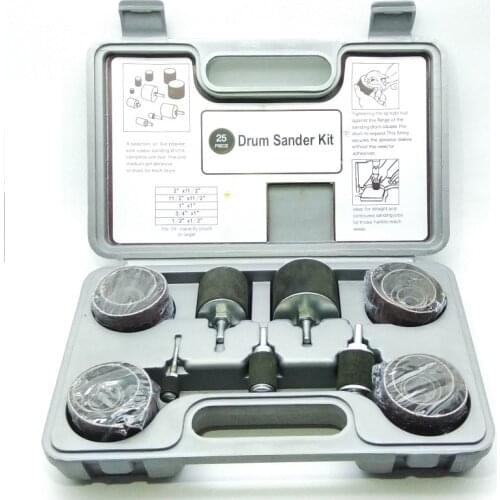 New 25Pcs/set Spindle Sanding Drum Sander Tool 80#&120# for Drill Press Rubber Sanding Drum Set Woodworking Grinding Tools