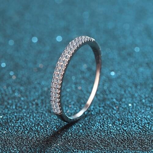 Silver Excellent Cut Diamond Test Passed Total 0.23 Carat Micro D Color High Clarity Moissanite Wedding Ring Silver 925 Jewelry