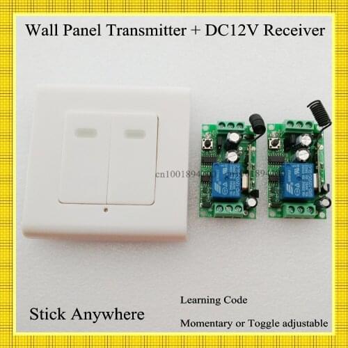 Access Control System 12V 1CH 2 Receiver 2 Button Transmitter Smart Home Lamp Light LED Wireless Switch 315 ASK Learning Code
