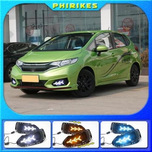 2pcs Car Styling LED Daytime Running Lights for Honda Fit DRL 2018 Fog Light Front Lamp Automobile Accessories