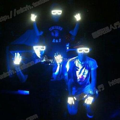 LED wireless glasses with bright one pair LED Gloves LED stage props Party supplies