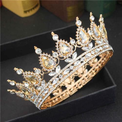 Crystal Queen King Tiaras and Crowns Bridal Diadem Women/Men Hair Ornaments Bride Rhinestone Wedding Head Jewelry Accessories