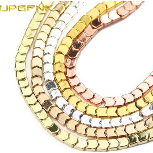 UPGFNK 4mm 100pcs Natural Stone Gold Silvers arrow Hematite Beads Loose Spacer Beads For Jewelry Making Diy bracelets Necklace
