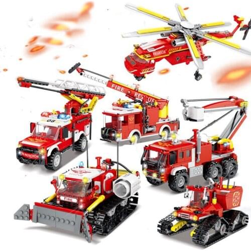 Military City creator series Fire truck crawler fire tank aircraft DIY Model Building Blocks Bricks Toys Gifts