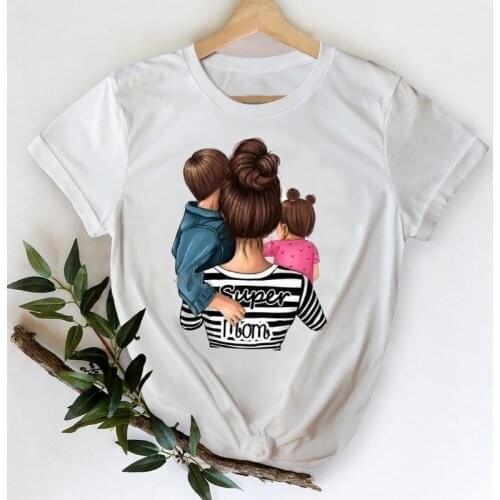 T-shirts Women 2021 Cartoon Baby Lady Print Female Tee T-Shirt Mama Mom Mother Love 90s Clothes Graphic Tshirt Top