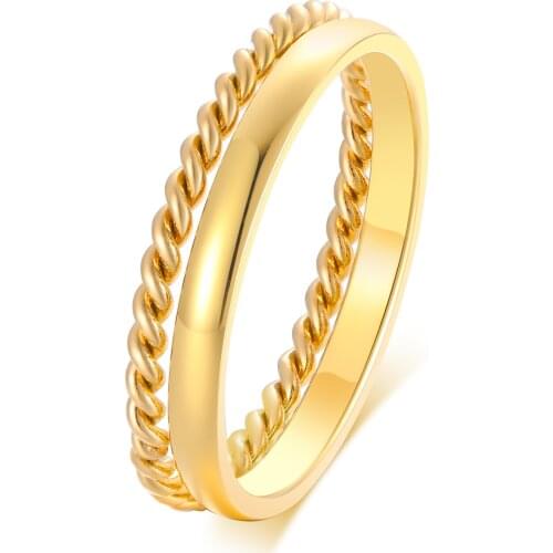 Stainless Steel Gold Filled Layered Rings for Womens Devided In 2 Pieces Size 4 To Size 9