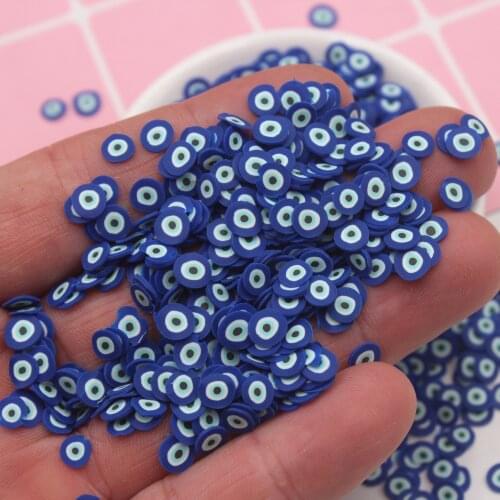 100g/Lot 5mm Halloween Blue Evil Eyes Clay Slices Sprinkles Soft Pottery for DIY Crafts Filling Accessories