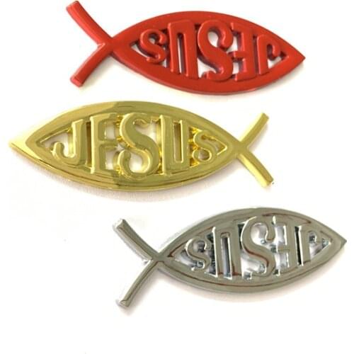 5X Jesus fish 3D car sticker soft PVC Chromed emblem badge Car styling decoration waterproof decal Christian decal sticker