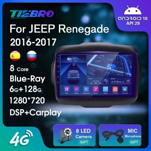 2DIN Android 10 Car Radio For Jeep Renegade 2016-2017 Blu-ray IPS Screen GPS Navigation Auto Radio Car Multimedia Player Carplay