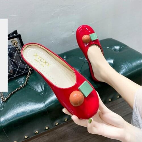 Fashion The New Baotou Half Slippers Women Outer wear Sandals Non-slip Wedges Leisure High Quality Round Head Shallow Summer