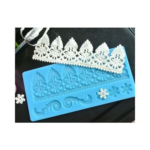 Large baking tools gum psate sugarcraft flower border moulds silicone mat fondant decorating tool cake lace mold