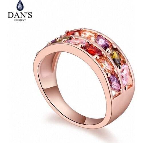 DANS Real Austrian Crystals Brand AAA Zirconia Micro Inlays Fashion Ring for women New Geometric 108729multicolour