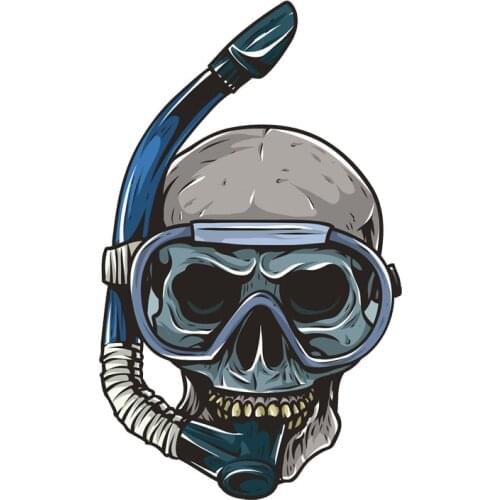 Dawasaru Diving Skull Head Car Sticker Personalized Decal Laptop Suitcase Truck Motorcycle Auto Accessories PVC,16cm*10cm