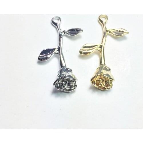 Eruifa 10pcs 40mm Nice Rose Zinc Alloy necklace,earring bracelet jewelry DIY handmade old and Rhodium silver