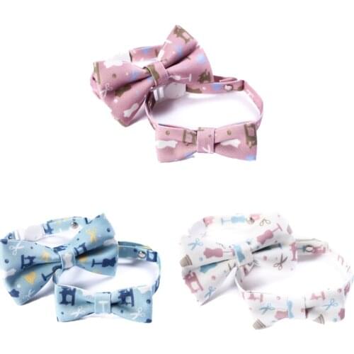 Geometric Scissors Handmade Bow Tie Collar With Bell Cat Dog Adjustable Tie Collar Pet Accessories