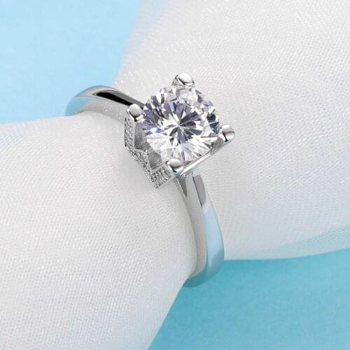 925 silver ring Moissanite ring HW character Engagement Anniversary Ring 1ct round excellent cut Proposal ring