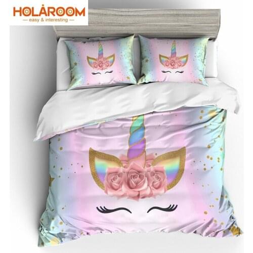 Unicorn Bedding Sets Cartoon Unicorn Pattern Duvet Cover Set Polyester Bedding Set With Pillowcases Multi-size Print Bedding Set