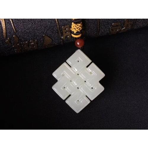 Natural hetian white jade handcarved jade pendant simple retro pendant temperament jewellery fashion for women men