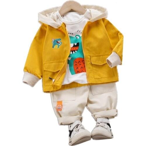 Spring Autumn Infants Cartoon Clothing Boy Baby Girl Casual Clothes Children Hooded Jacket T Shirt Pants Kids Fashion Tracksuits