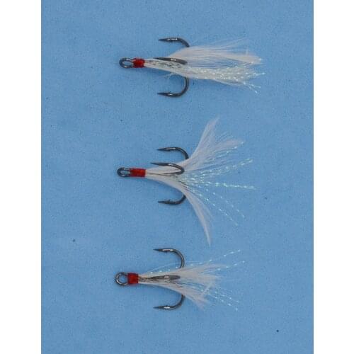 Lot 10/20pcs Fishing Hooks Treble With Feather For Minnow Fish Lures Crankbaits With High balck carbon