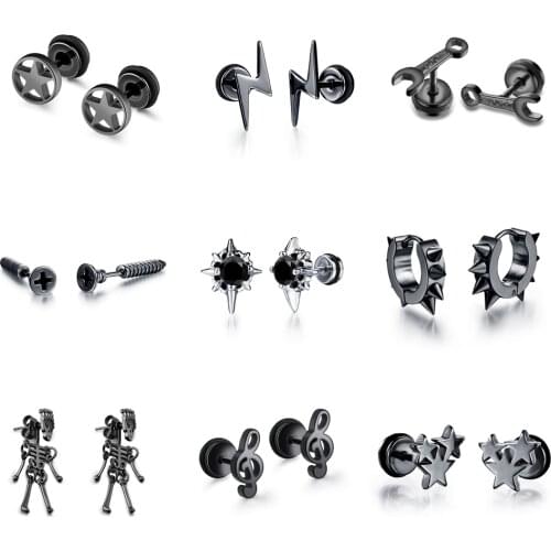 Classic Unisex Small Stud Earrings Man Women Classic Punk Stainless Steel Party Ear Jewelry Gift FreeShipping