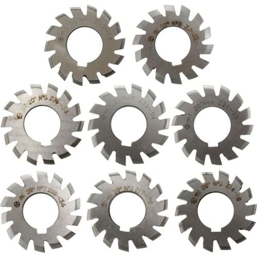 Module 1 PA20 Degrees Bore 22mm #1-8 HSS Involute Gear Milling Cutter High Speed Steel Gear Milling Cutter Gear Cutting Tools