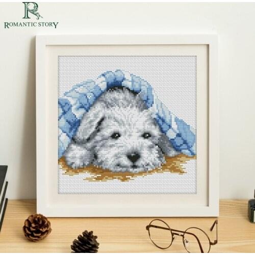 Romantic Story Cross Stitch Kits Embroidery,Puppy gift Bedroom Study Decoration Needlework stitch cross 2144